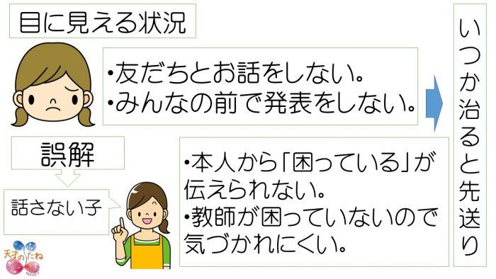 教室で 話せない 子どもに出会った時に 場面緘黙の子どもへの対応 ペンギン先生の 天才のたねのみつけ方